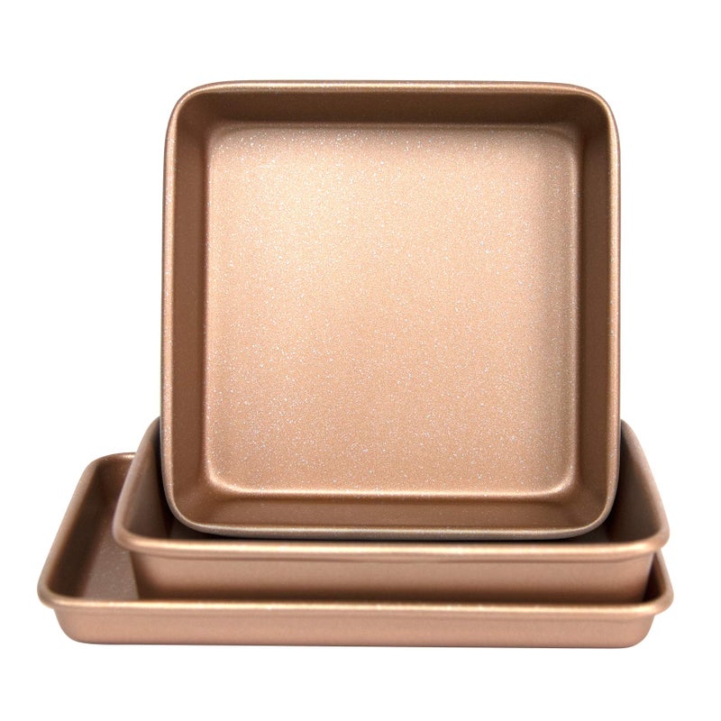 casaWare 3pc Ultimate Series Commercial Weight Toaster Oven Bakeware Set (Rose Gold Granite) - Image 2